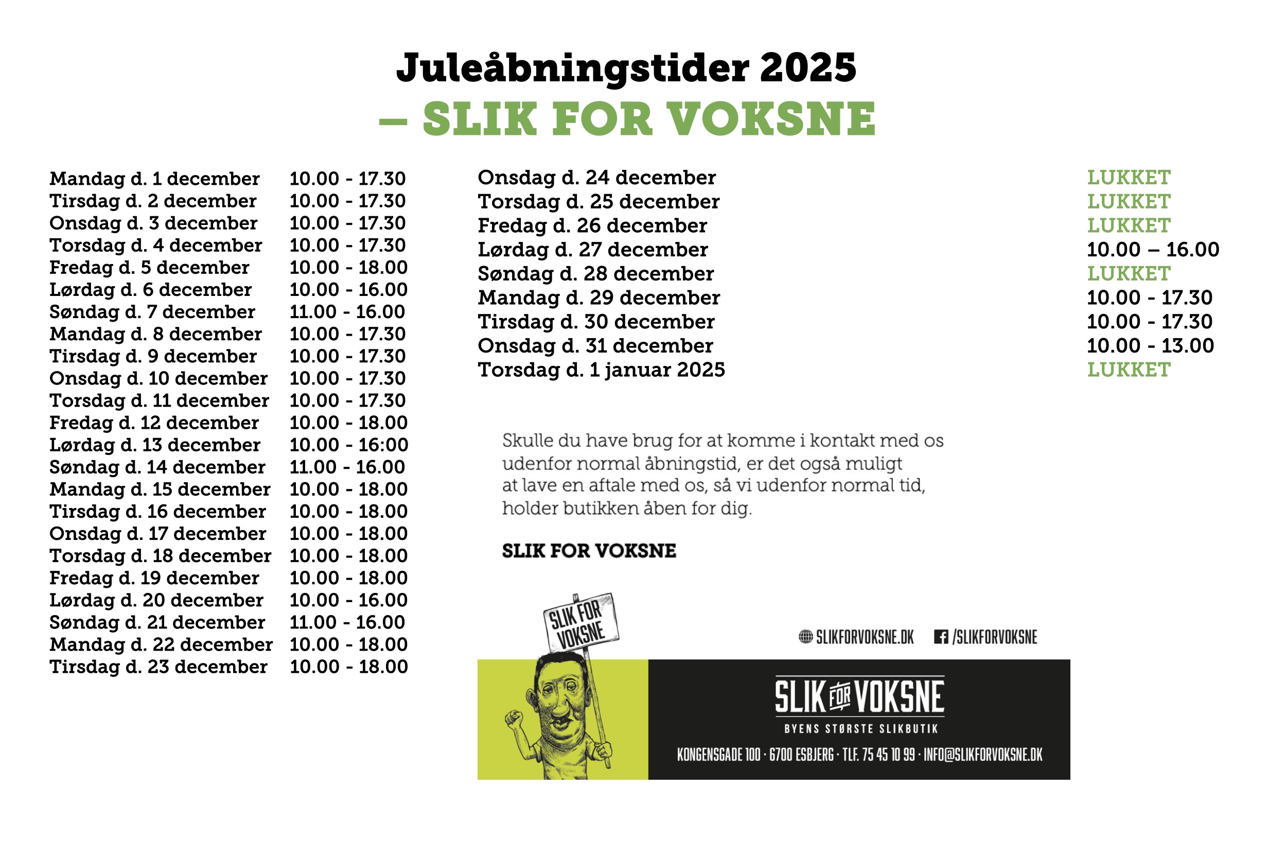 Juleåbningstider 2025